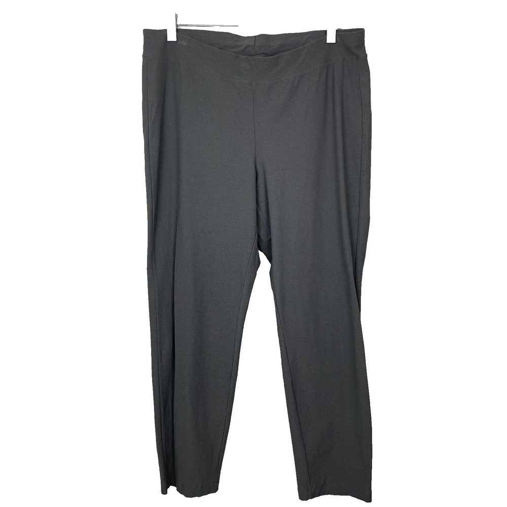 Eileen Fisher System Washable Stretch Crepe Slim Ankle Pants Dark Gray Medium